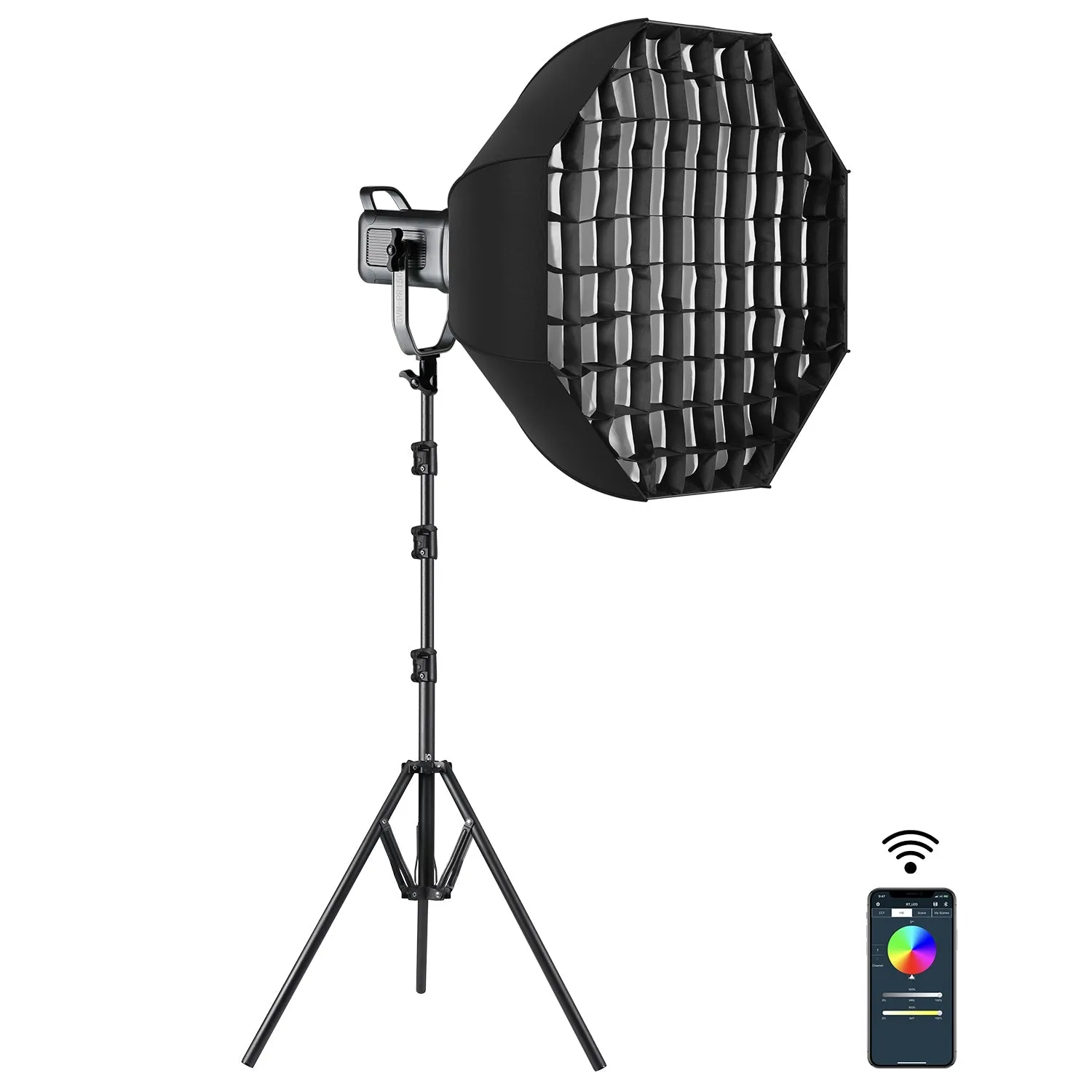 GVM PR150R 150W High Power LED Spotlight Bi-Color & RGB Studio Lighting Kit with Softbox