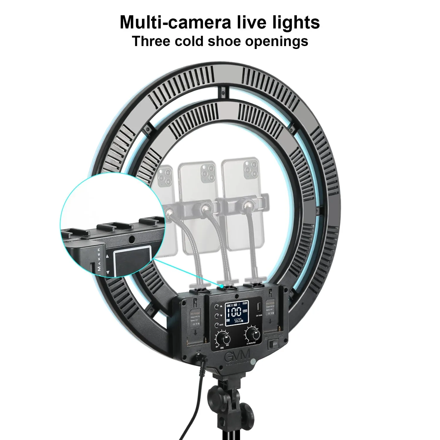 GVM-Ring18 50W High Power Bi-Color & RGB Ring Light Kit (18")