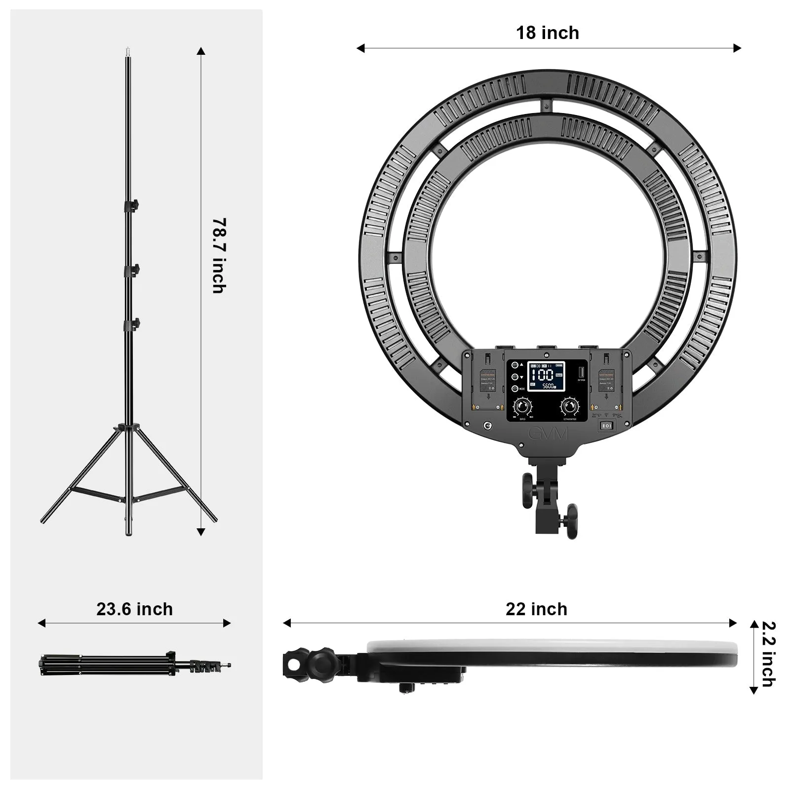 GVM-Ring18 50W High Power Bi-Color & RGB Ring Light Kit (18")