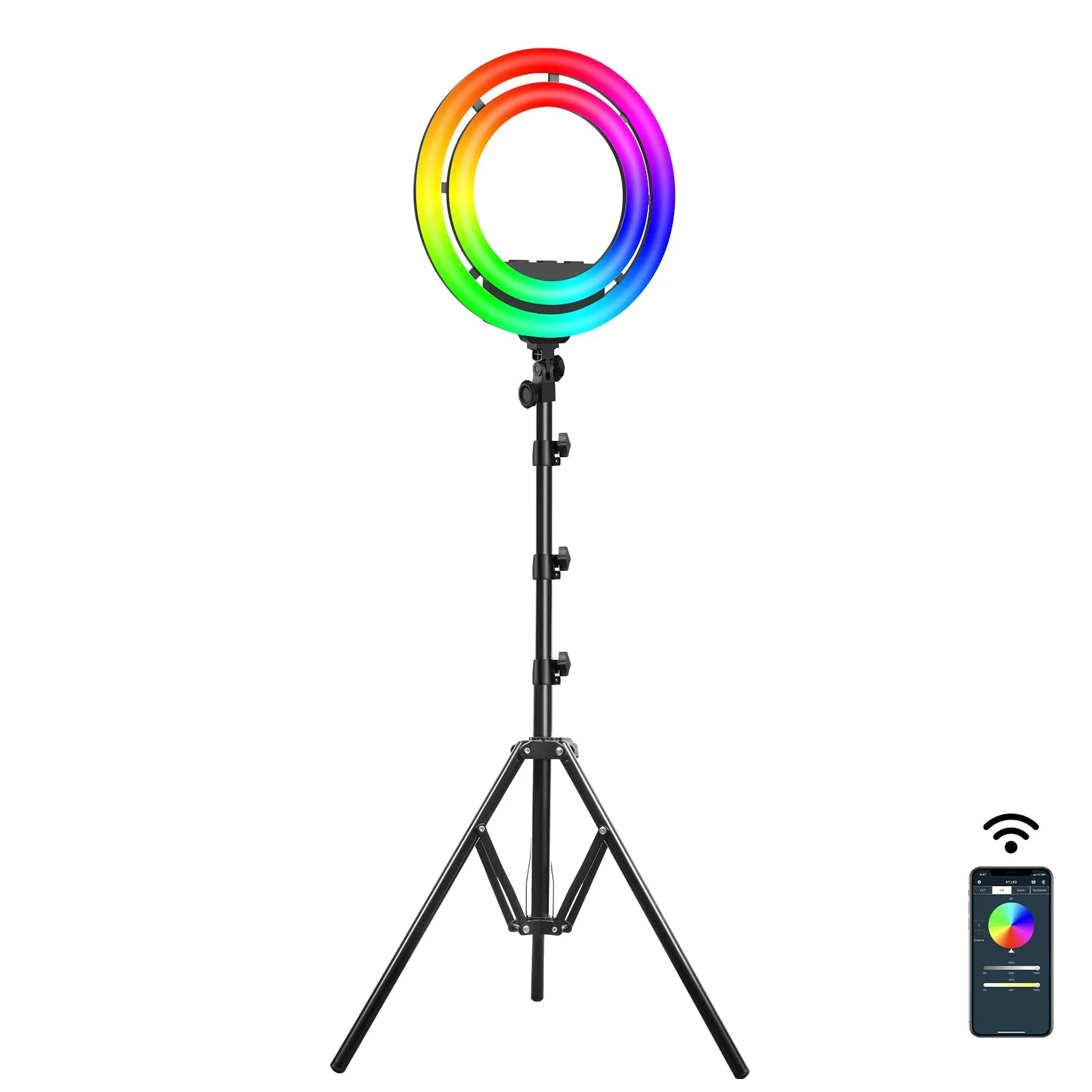 GVM-Ring18 50W High Power Bi-Color & RGB Ring Light Kit (18")