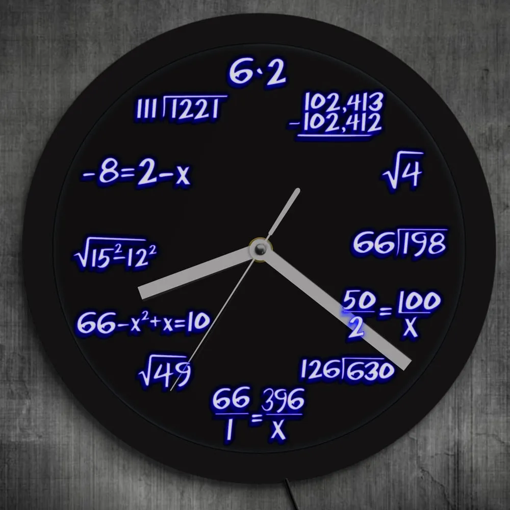 Math Wall Clock with LED illumination Math Formula Pop Equation Luminous Wall Clock Watch Scicence Educational Gifts For Kids