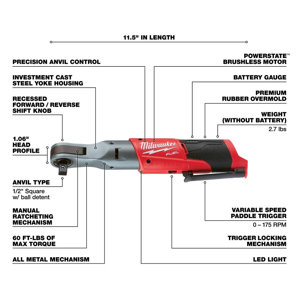 Milwaukee 2558-20 M12 FUEL 1/2" Ratchet Bare Tool