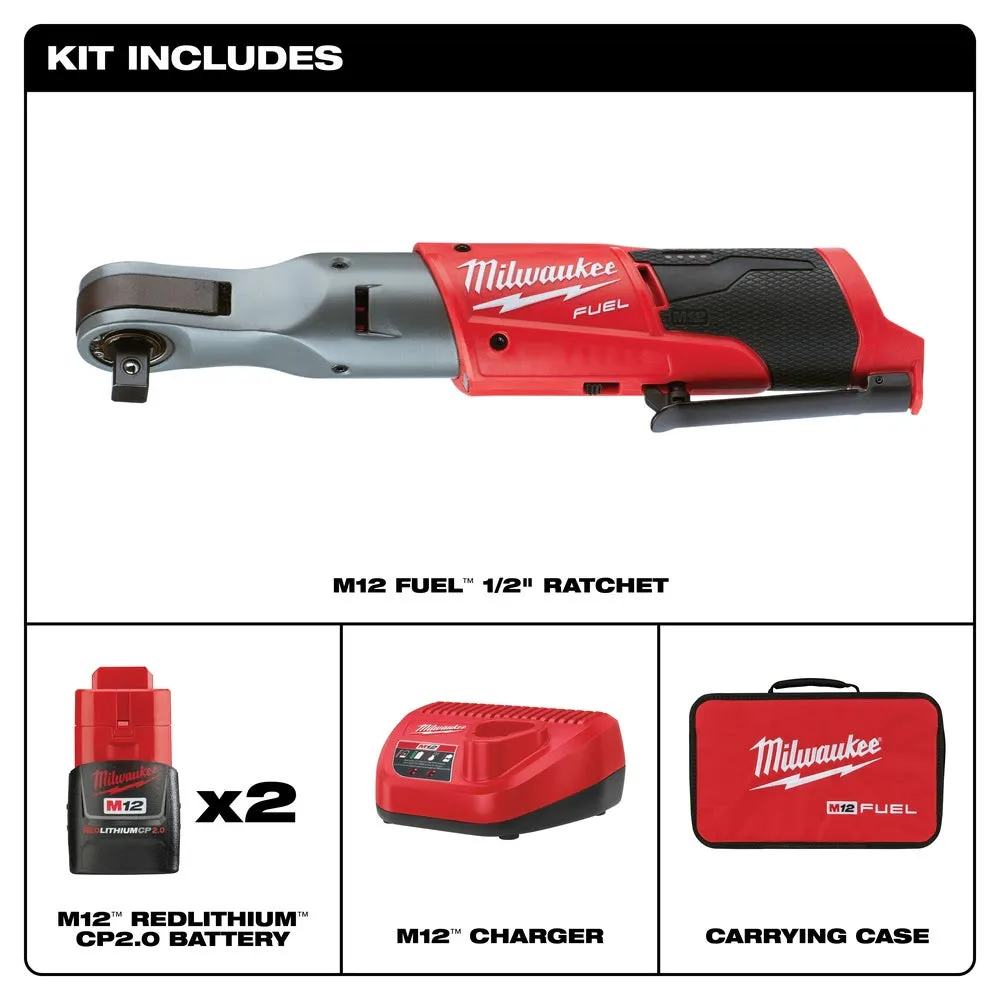 Milwaukee 2558-22 M12 FUEL 1/2" Ratchet 2 Battery Kit