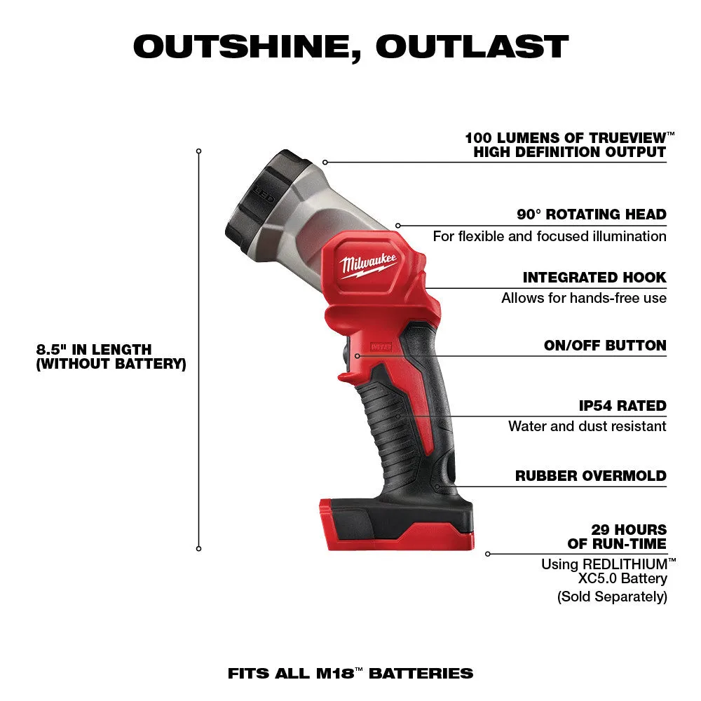 Milwaukee 2695-24 M18 Cordless Combo Compact Hammer Drill/Hackzall/1/4 Hex Impact Driver/Work Light/Charger/2 Battery