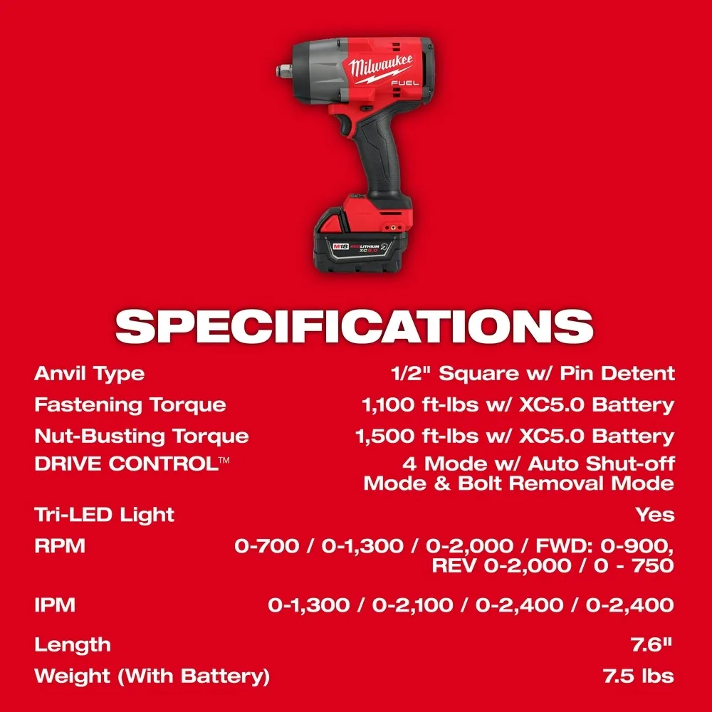 Milwaukee 2967-22GG M18 FUEL 1/2" HTIW w/ Friction Ring & Grease Gun Combo Kit