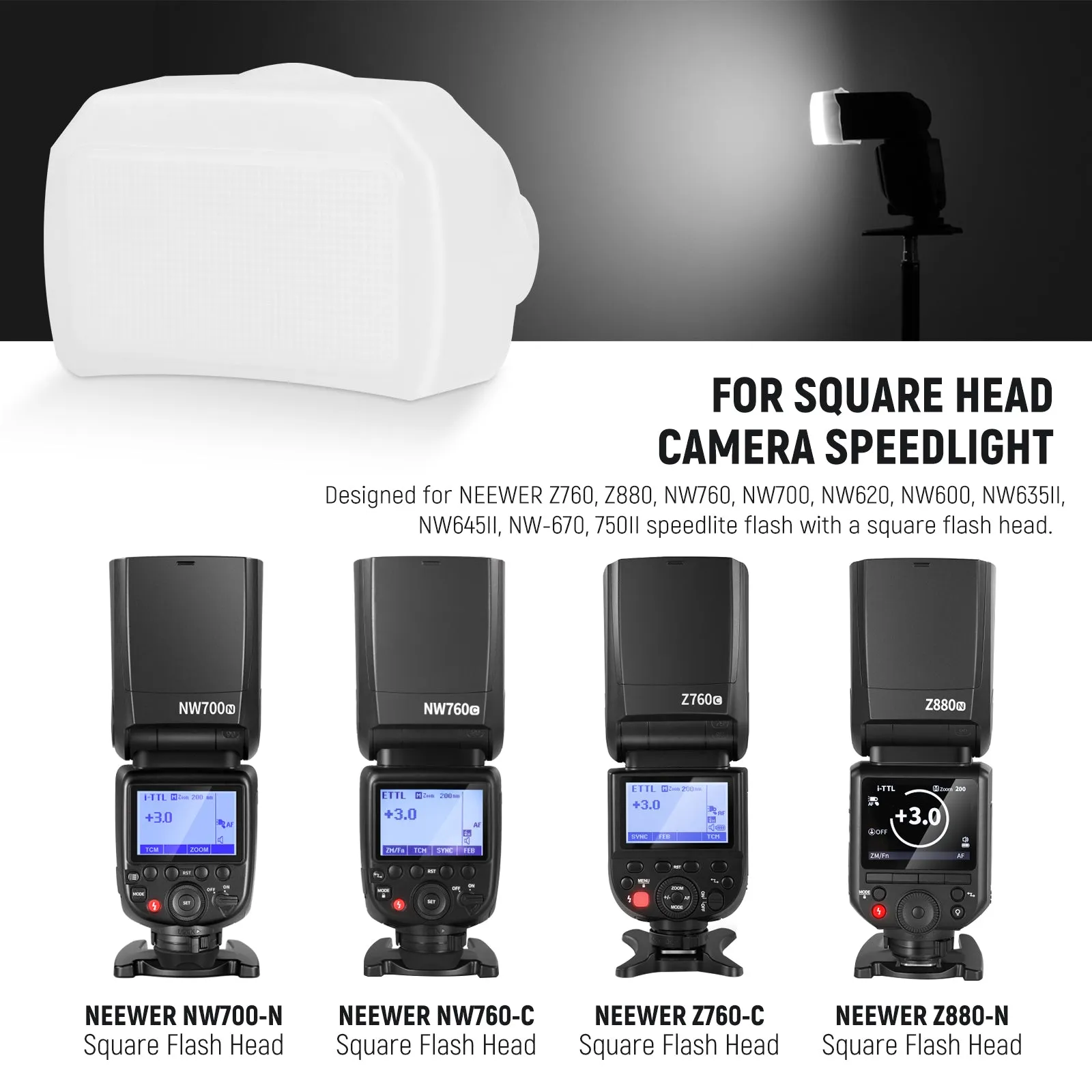 NEEWER FA002 Flash Diffuser for Square Head Speedlite Flash