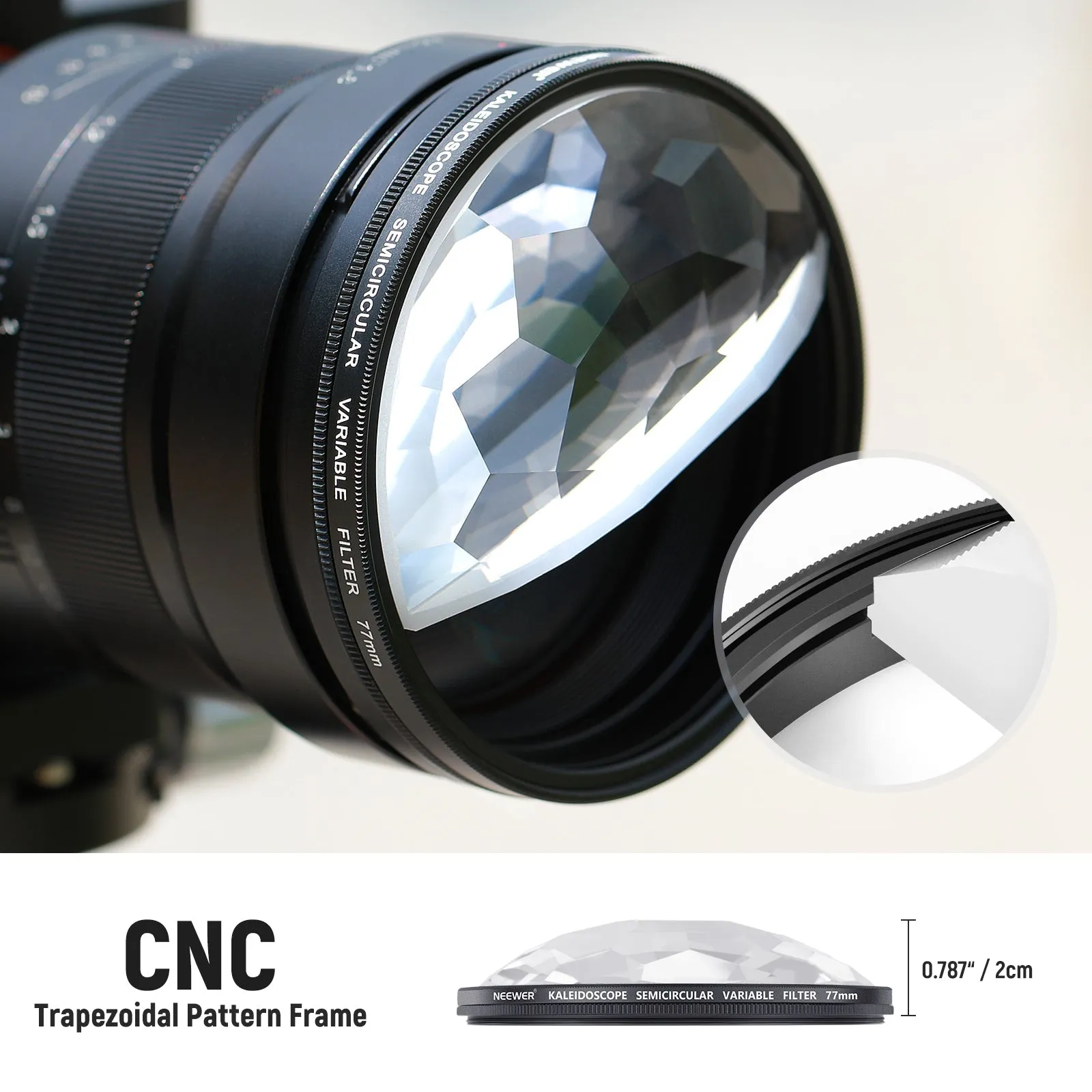 NEEWER Half Moon Kaleidoscope Prism Lens Filter