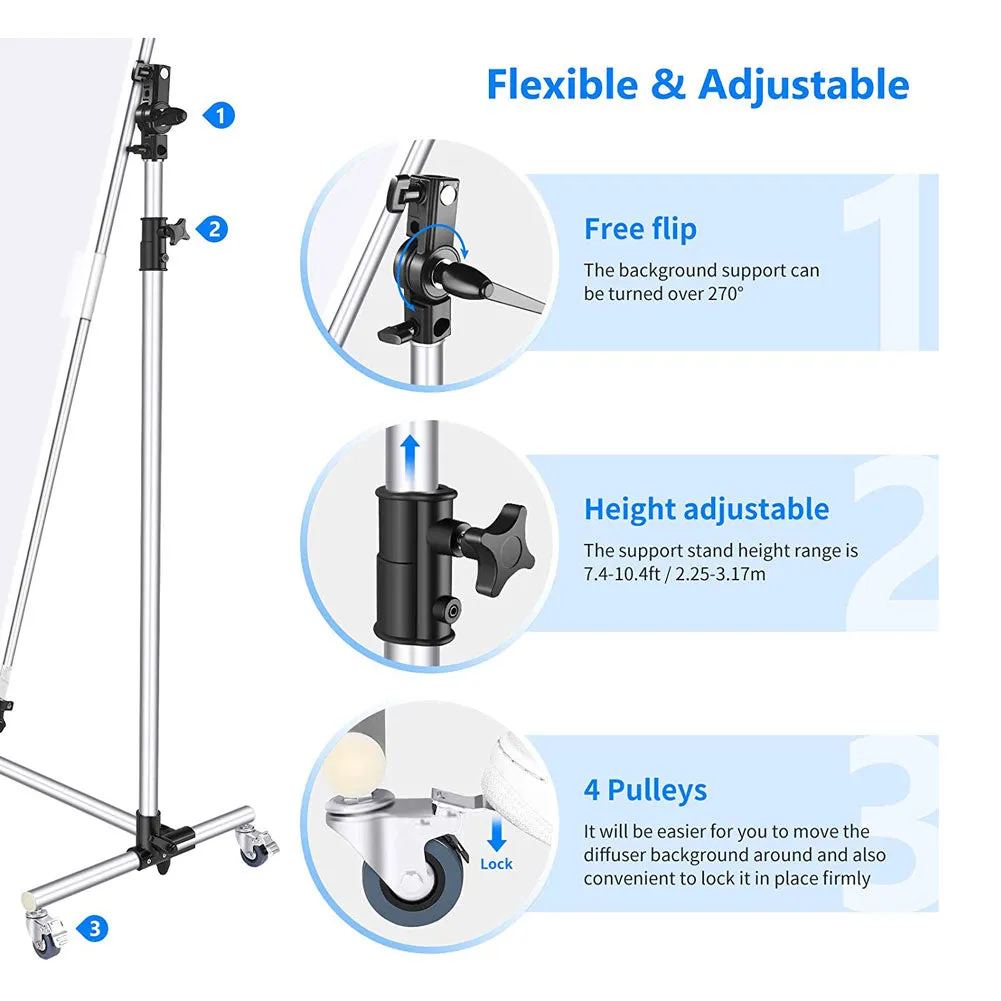 Neewer Medium Overhead Fold Away Diffuser Frame & Wheel Stands (140cm x 200cm)