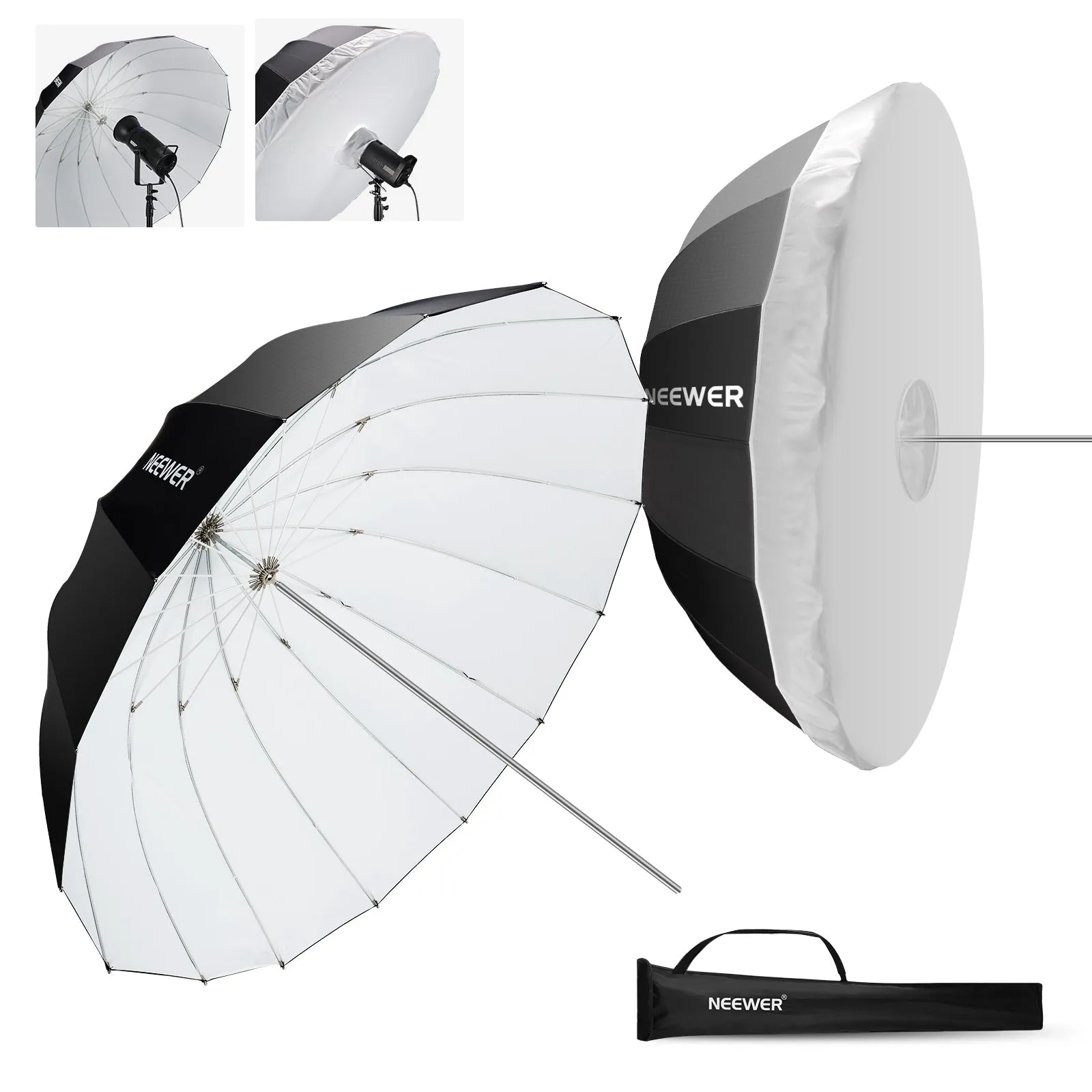 NEEWER NS1U Black/White Parabolic Reflective Umbrella with Diffuser