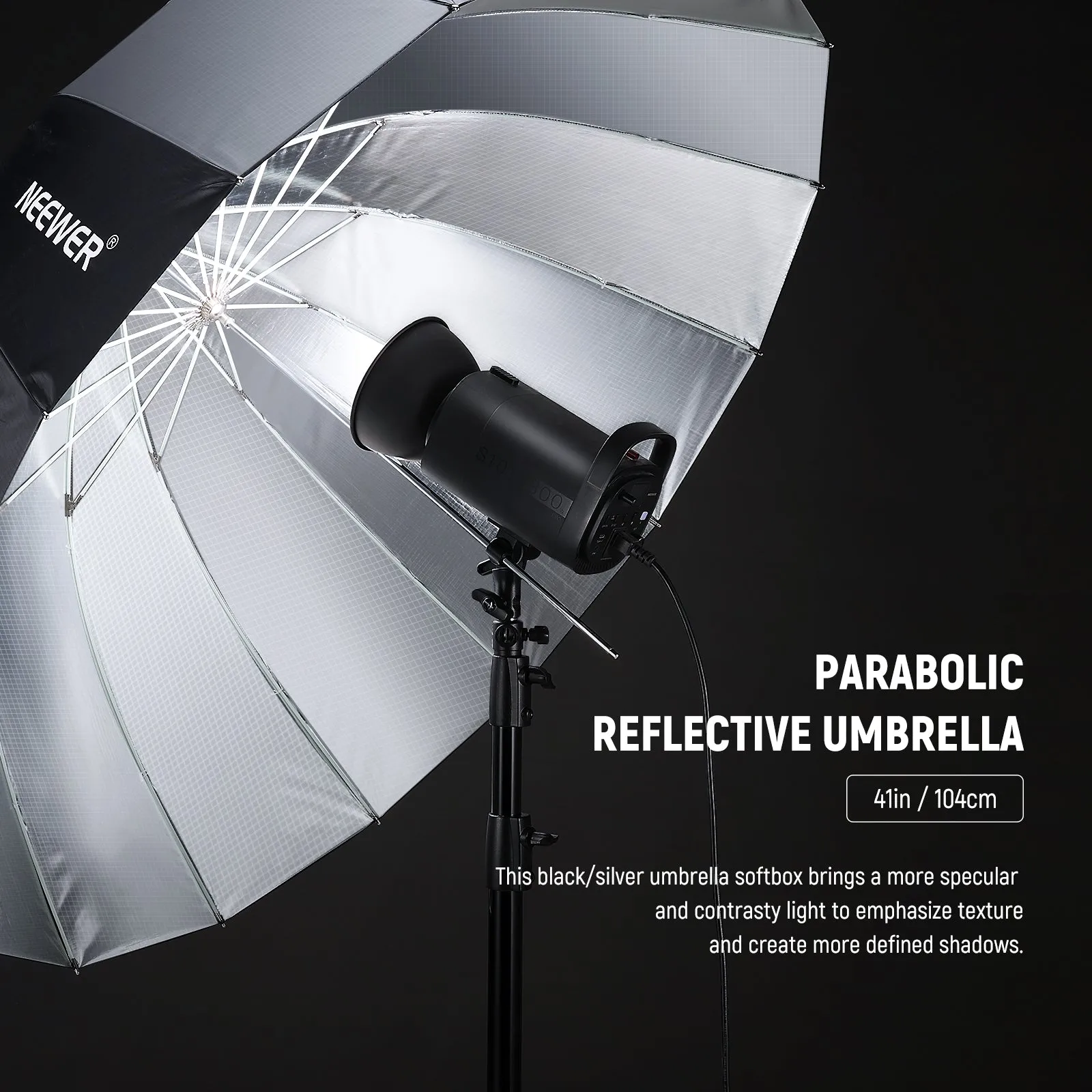 NEEWER NS1U Black/White Parabolic Reflective Umbrella with Diffuser