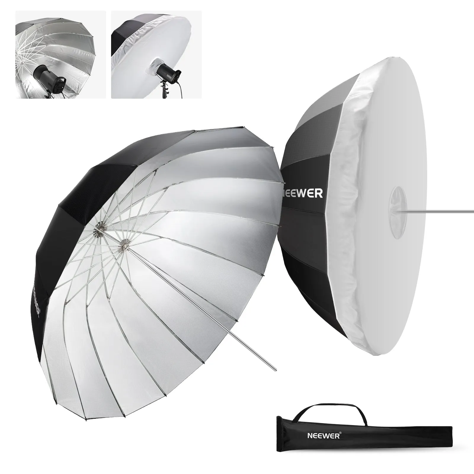 NEEWER NS1U Black/White Parabolic Reflective Umbrella with Diffuser