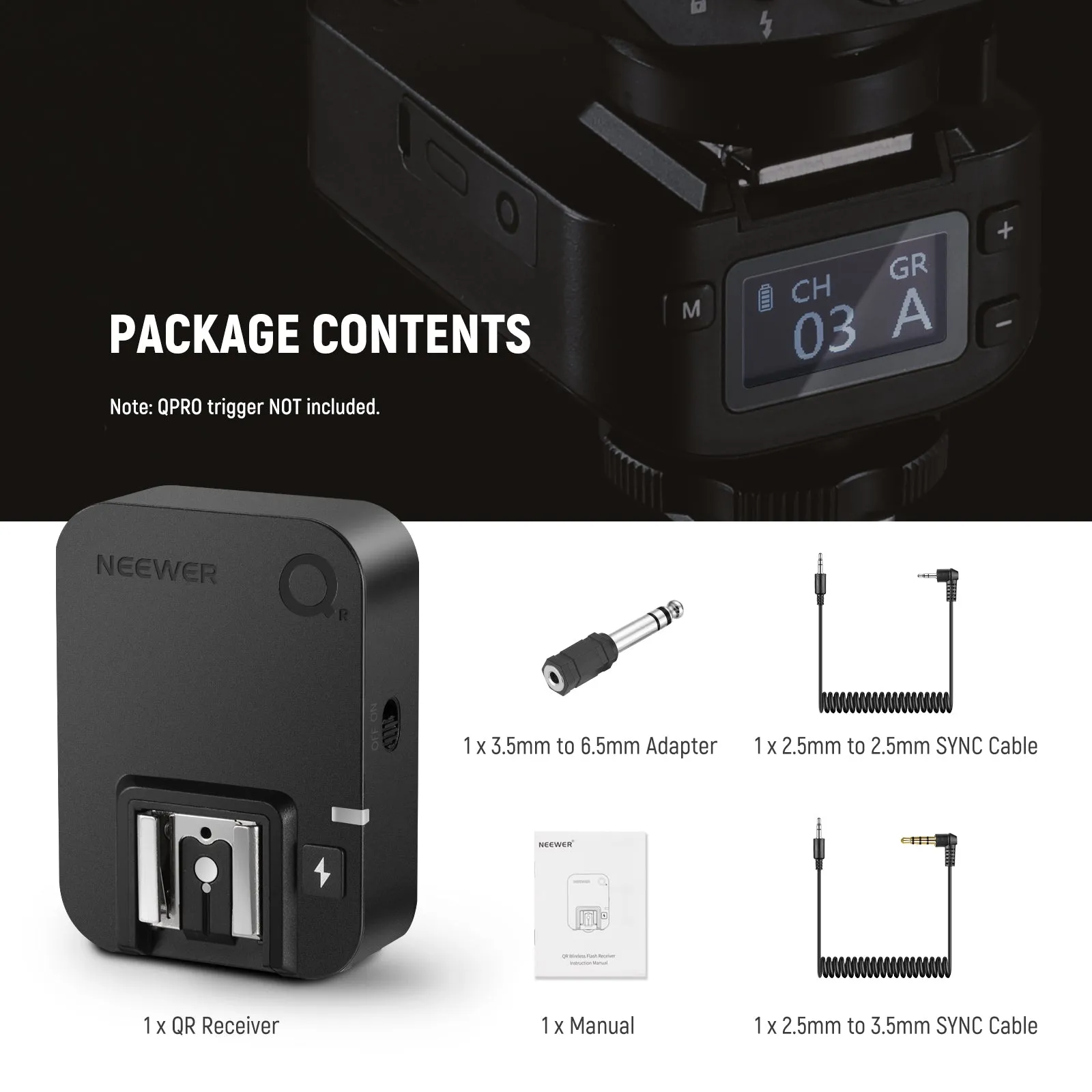 NEEWER QR 2.4G Wireless Flash Receiver For QPRO