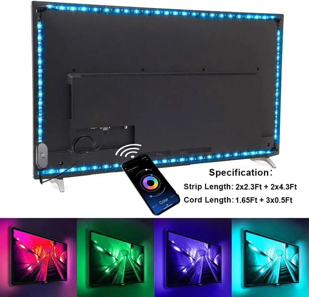 Nexillumi LED Lights for TV, 13.2Ft TV LED Backlight for 45-60 Inch, RGB LED Strip Lights behind TV, APP Remote Control Music Sync TV Led Lights for Bedroom