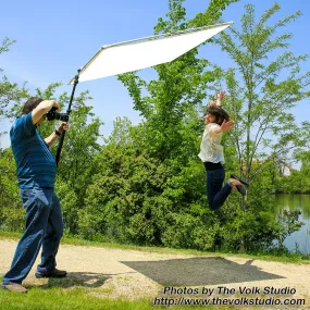 Pro Studio Solutions Boom Sun Scrim - Collapsible Frame Diffusion & Silver/White Reflector Kit with Boom Handle and Carry Bag