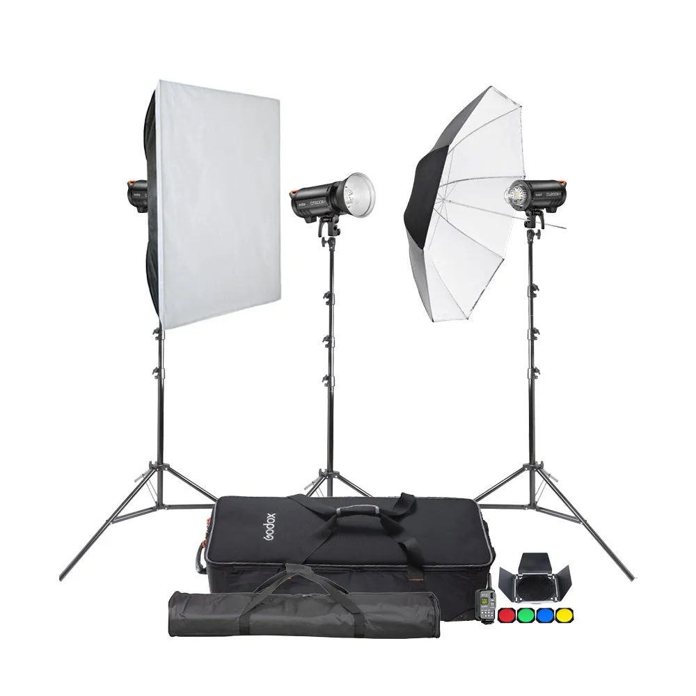 QT600IIIM Portable Triple Strobe Light Studio Photography Kit