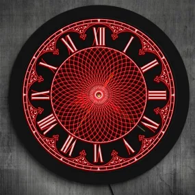 Retro Roman Numerals Wall Clock Mandala LED Lighting Home Decor Geometric Wall Art 3D Wall Clock With LED Backlight Yoga Gifts