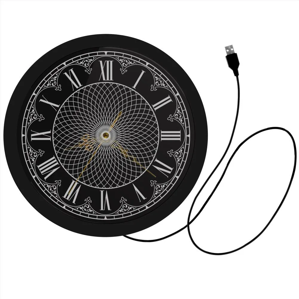 Retro Roman Numerals Wall Clock Mandala LED Lighting Home Decor Geometric Wall Art 3D Wall Clock With LED Backlight Yoga Gifts