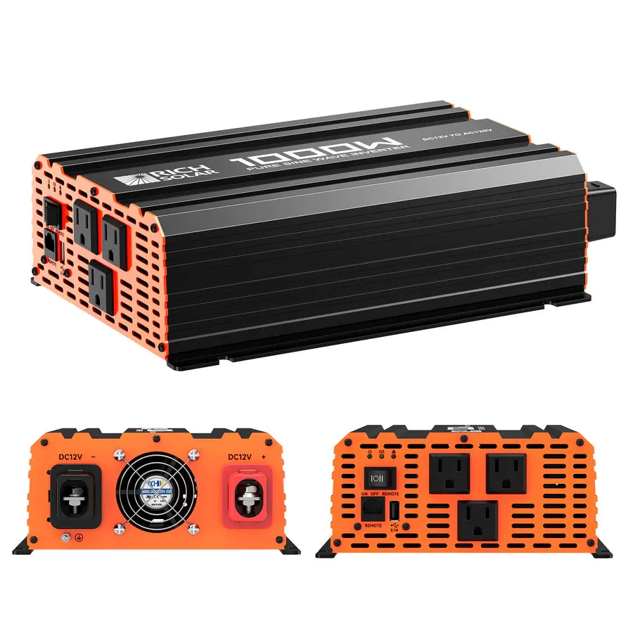 Rich Solar NOVA PURE 1K | 1000 Watt (1kW) 12 Volt Industrial Pure Sine Wave Inverter | Powerful 1000W 12V Off-Grid Inverter fo