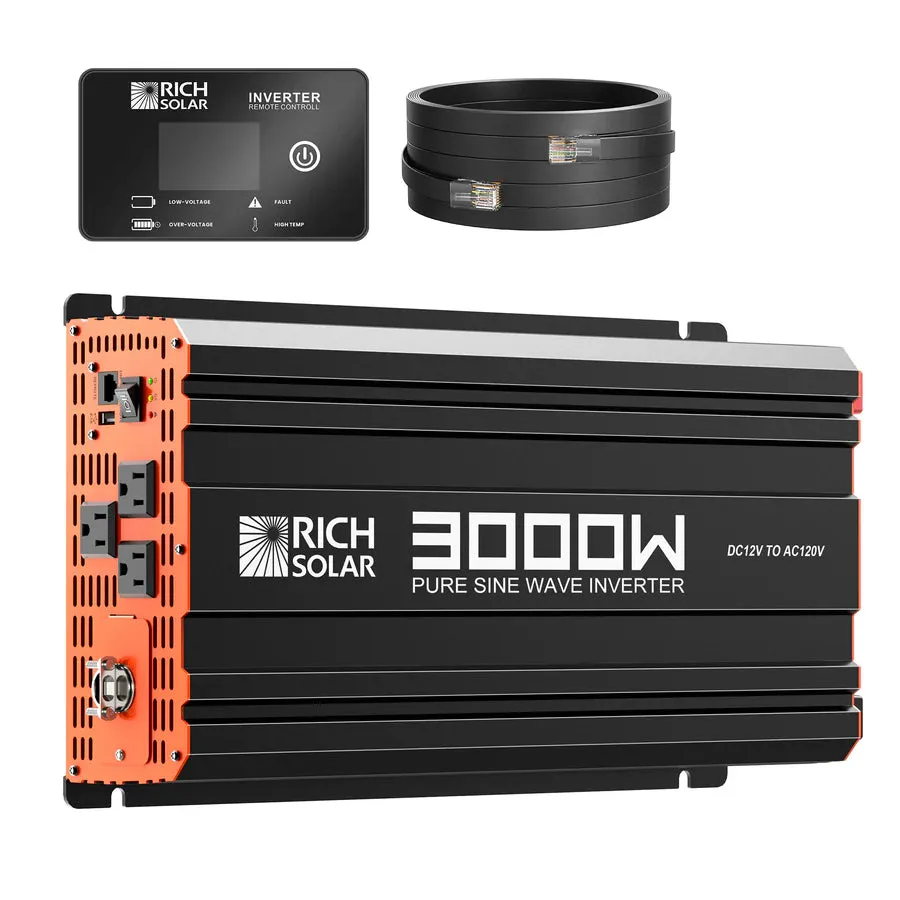 Rich Solar NOVA PURE 3K | 3000 Watt (3kW) 12 Volt Industrial Pure Sine Wave Inverter | Powerful 3000W 12V Off-Grid Inverter for RVs, Trailers, Campers, Vans, Trucks, Overlanders, Boats | Top Rated