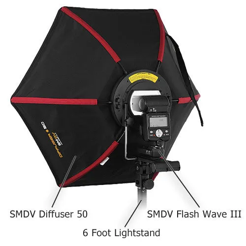 SMDV Diffuser 50 Smart Softbox Kit with Flash Wave III Radio Flash Trigger System - Professional 20x22" Rigid Softbox for Speedlight Flash