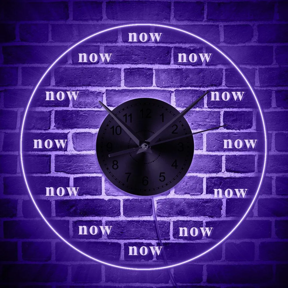 Time is Now Wall Clock Live in the Present Moment Motivational LED Wall Decor Wall Clock with LED illumination Meditation Gift