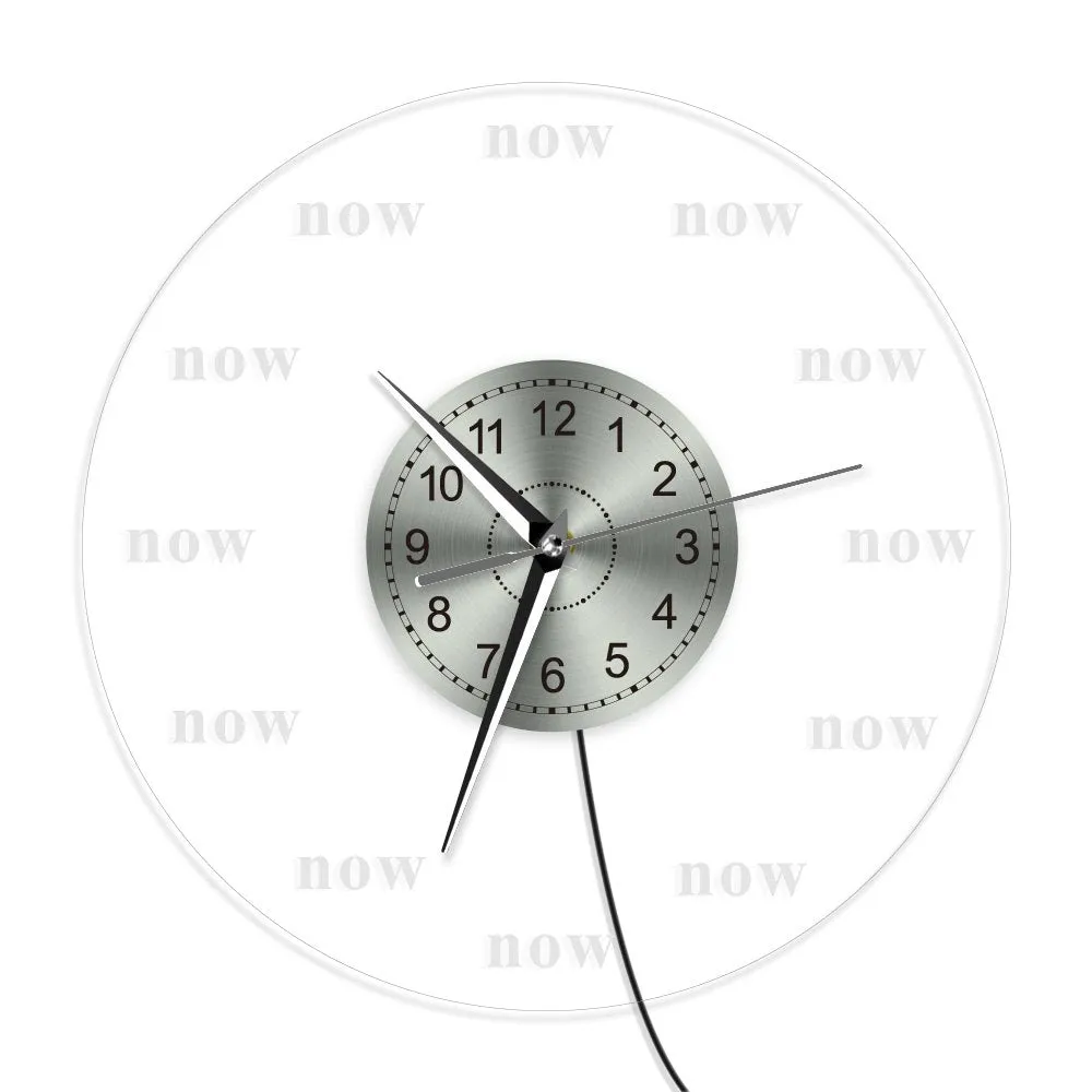 Time is Now Wall Clock Live in the Present Moment Motivational LED Wall Decor Wall Clock with LED illumination Meditation Gift