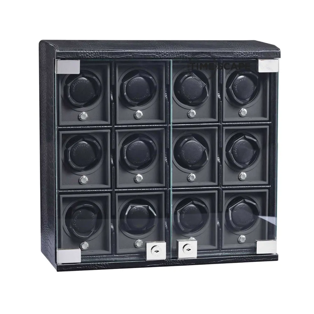 UNDERWOOD (LONDON) - Classic Croco 12-Unit Watch Winder | UN818/CBLK