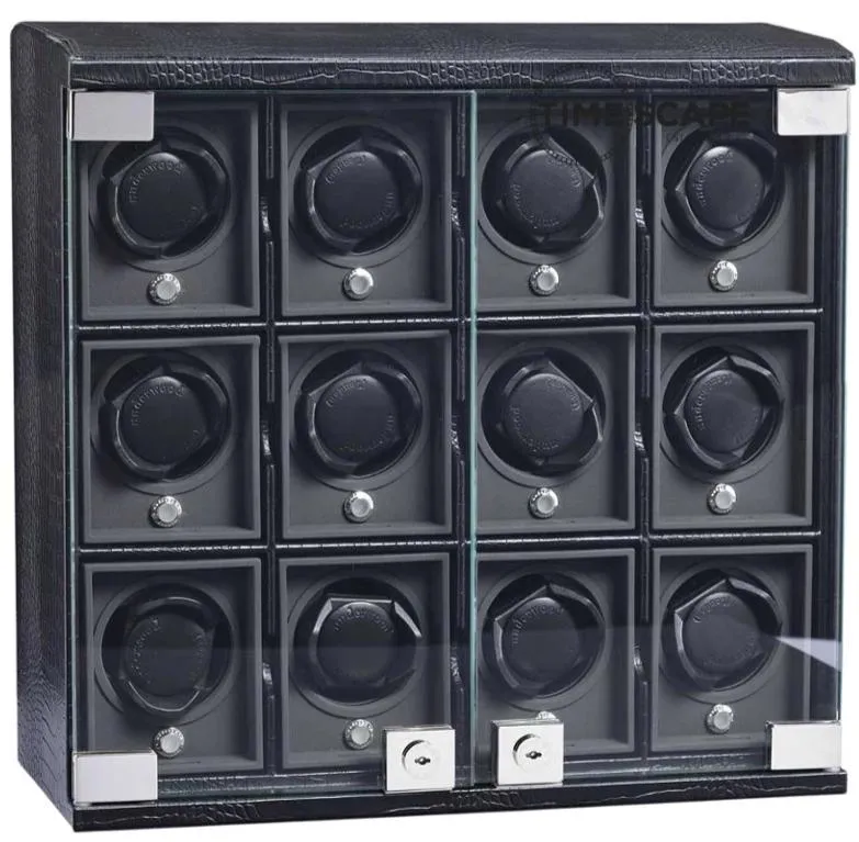 UNDERWOOD (LONDON) - Classic Croco 12-Unit Watch Winder | UN818/CBLK