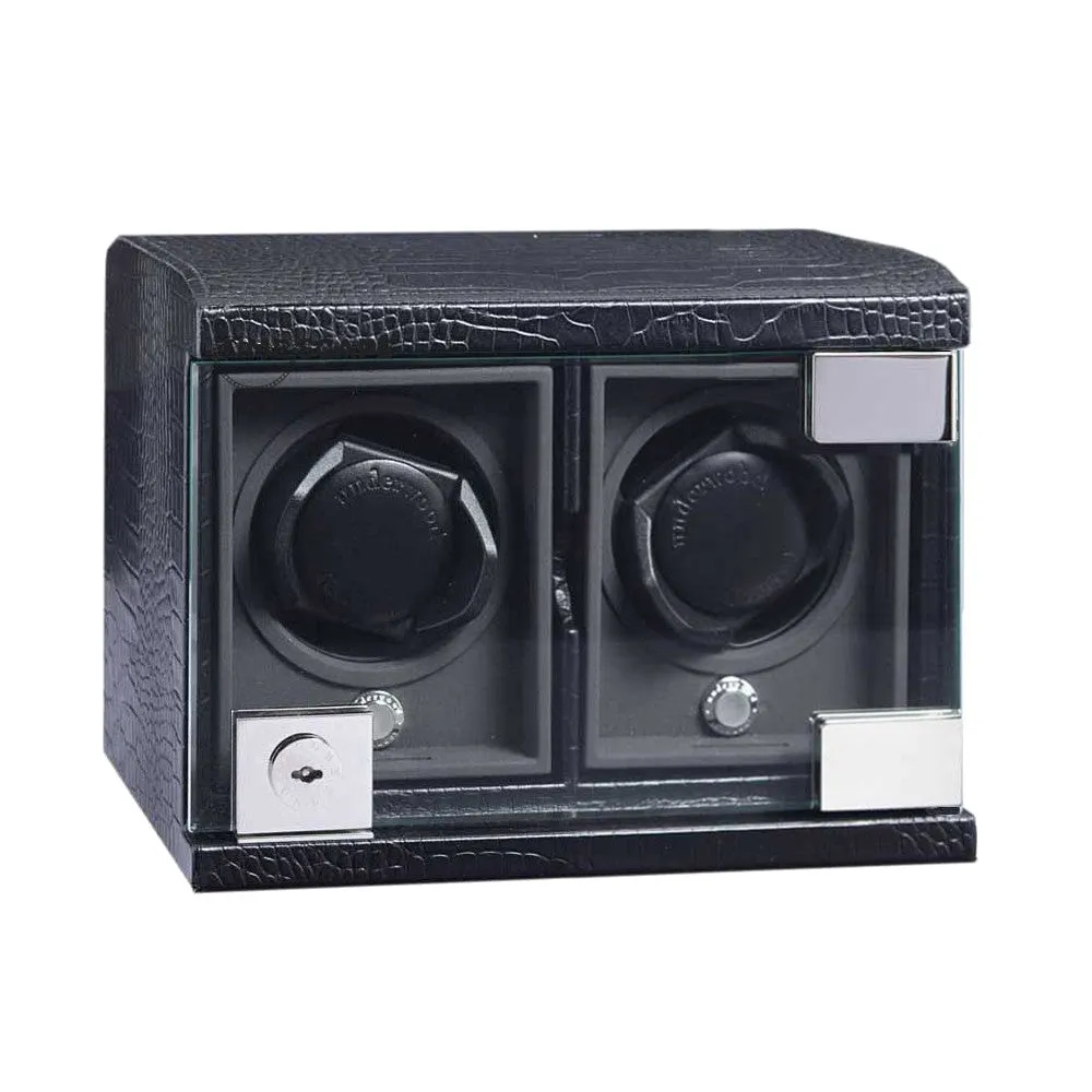 UNDERWOOD (LONDON) - Classic Croco 2-Unit Watch Winder | UN815/CBLK