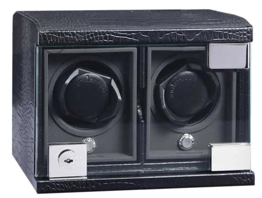 UNDERWOOD (LONDON) - Classic Croco 2-Unit Watch Winder | UN815/CBLK