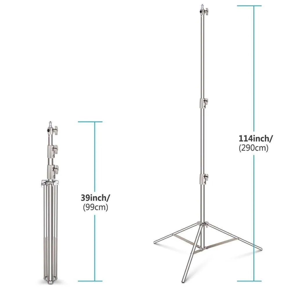 Up to 3Pcs Hridz 260cm Stainless Steel Heavy Duty with 1/4" to 3/8" adapter for Studio Softbox, Monolight and Other Photographic Equipment