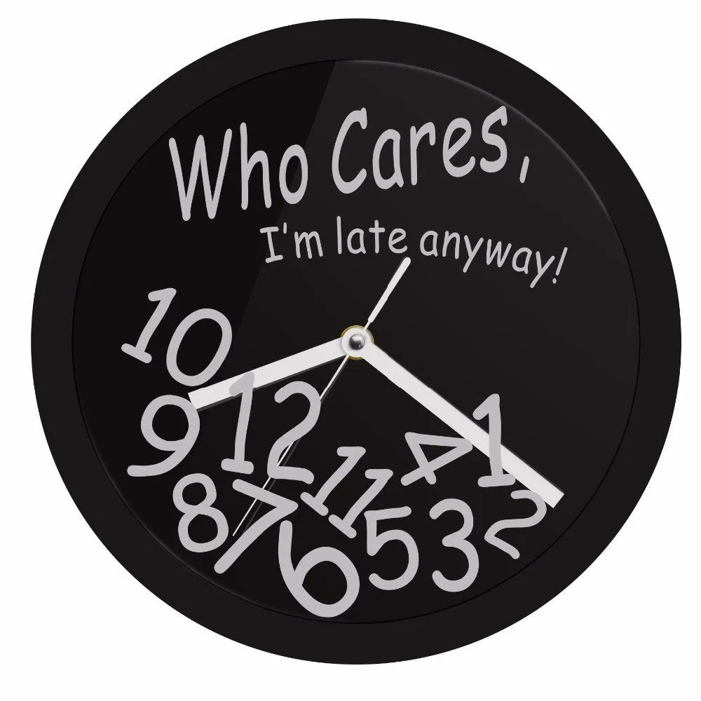 Who Cares I'm Late Anyway Moods Neon Sign Wall Clock Color Change Wall Clock with LED illumination Gift For Procrastinators