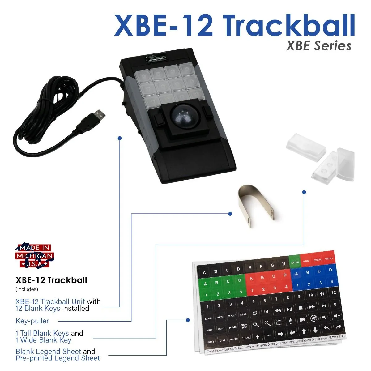 X-keys XBE-12 Trackball and Programmable Keypad